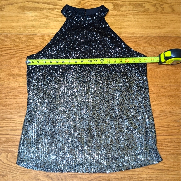 Cable & Gauge NWT Large Black & Silver Ombre Sequin Sleeveless Halter Blouse - Picture 8 of 8